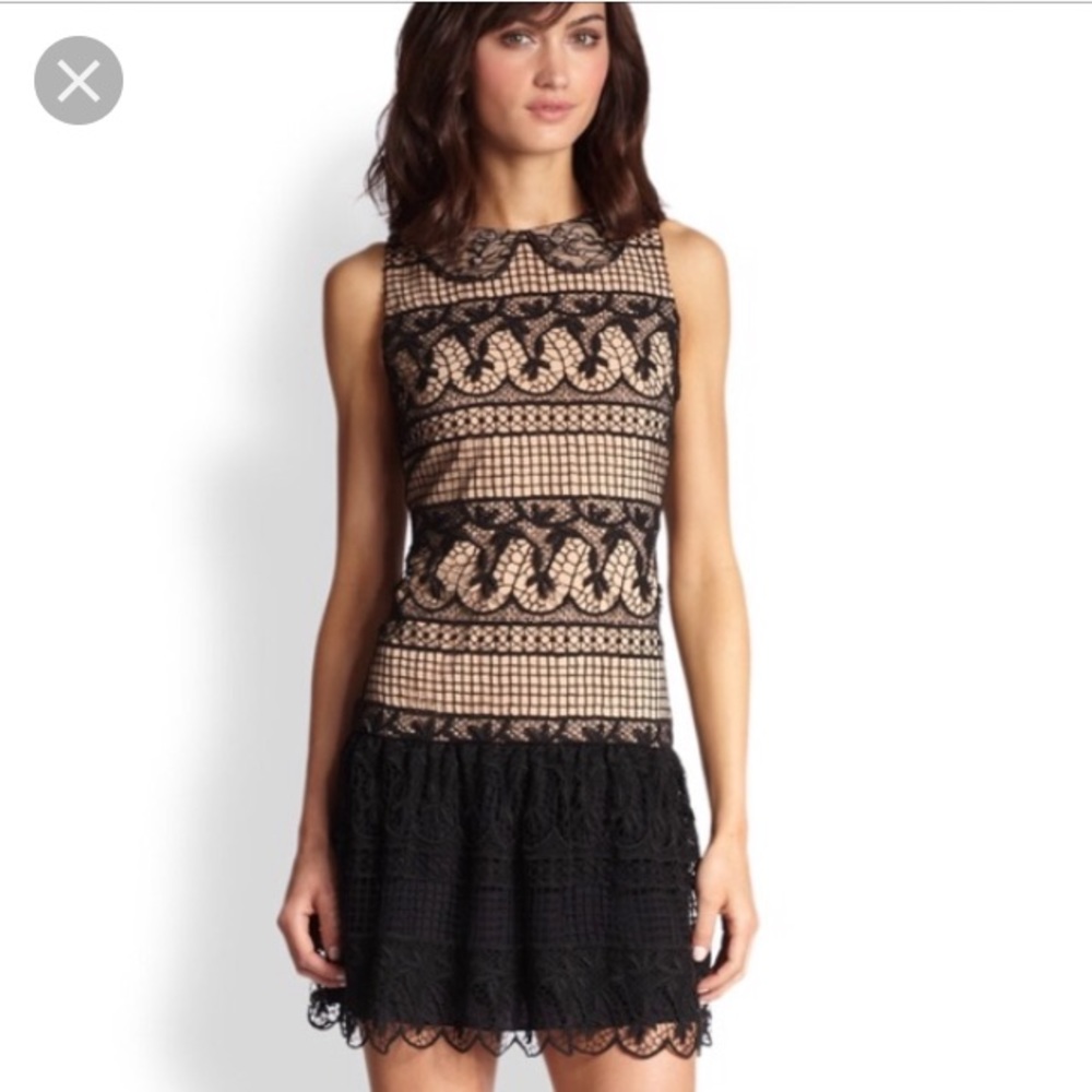 Alice+Olivia Crocheted Lace Mini Dress